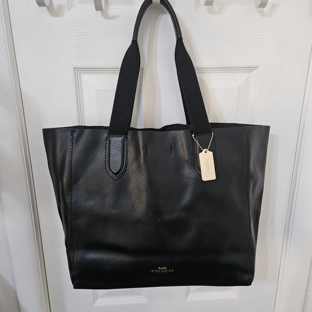 Coach Large Derby Soft Black Pebbled Leather Tote F59818